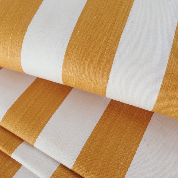 4" x 4" SAMPLE - Dijon Yellow Stripes Antique Ticking Fabric Cotton SOFT European Textile 1900s Unused - Ra-Amarillo-008