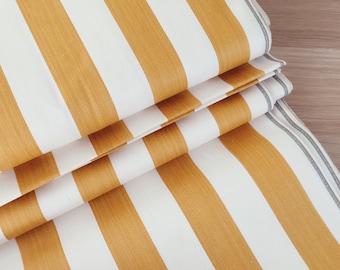 WAITLIST - Mustard Yellow Stripes Antique Ticking Fabric Cotton SOFT European Textile 1900s Unused - Ticking Depot - Ra-Amarillo-008
