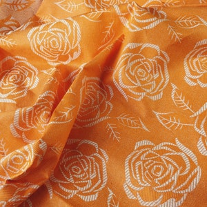 Fabric SAMPLE 4&quot;x4&quot; -  ANTIQUE Ticking Fabric 1950s Cotton Fine Cotton Yellow Floral Design Unused Yardage - Da-Amarillo-003