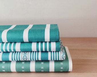 ¡Elige! Tela de rayas verdes antiguas de mediados del siglo XX, algodón cortado a medida. Textil vintage raro, SIN USAR - Ticking Depot - Ra-Verde-Col