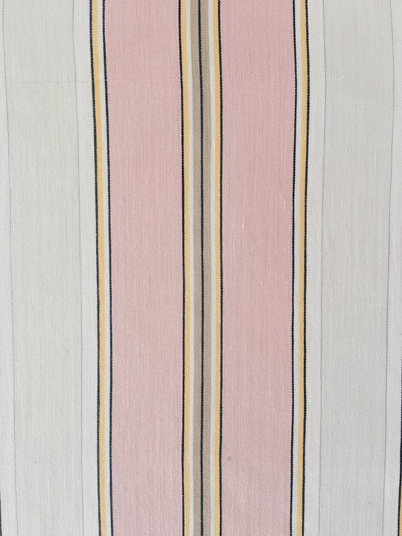 WAITLIST - ANTIQUE Pink Gray Ticking Fabric Vintage 1940s Striped Material Soft Cotton Twill - Ticking Depot - Rec-Ra-Rosa-013C