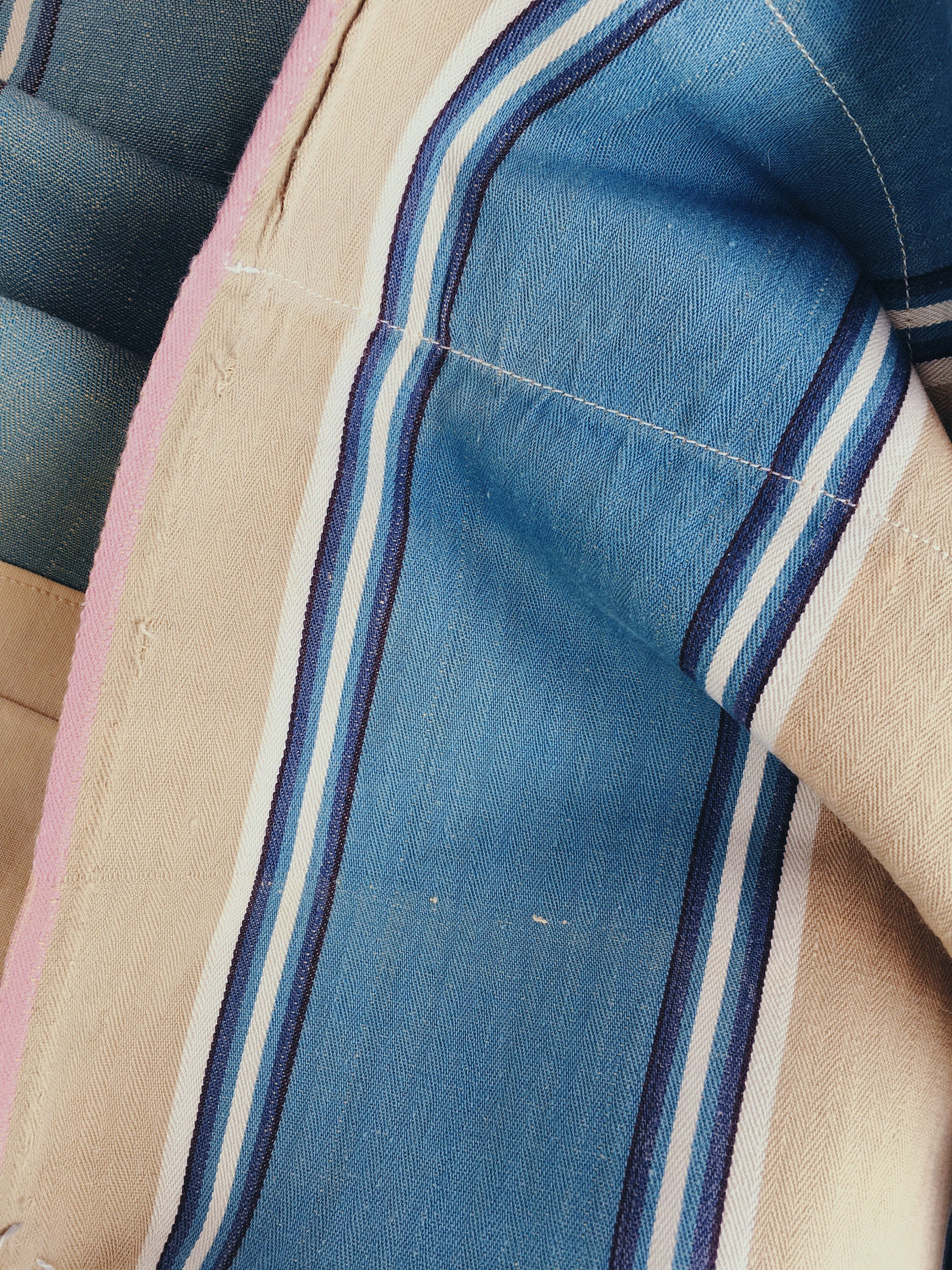 18インチ×33インチ アンティーク ティッキング生地 ブルー トープ