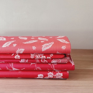 Choose! ANTIQUE Red Floral Ticking Fabric 1940s Cotton Fine Interior Design Unused Yardage - Ticking Depot - Da-Rojo-Col