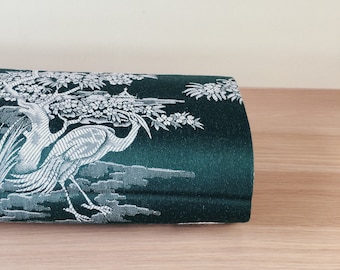 Tela de algodón fino con estampado de pájaros verde bosque antiguo, cortada a medida, de los años 40, para tapicería y diseño de interiores. - Ticking Depot - Da-Verde-002