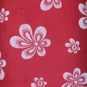 Per Yard - RARE Antique Red Floral Ticking Fabric 1960s Jacquard Fabric Home Decor Upholstery Pillows  - Ticking Depot - Da-Rojo-006