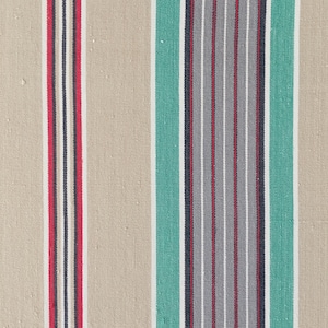 36&quot;x35&quot; RARE Green Taupe Antique Striped Ticking Fabric Soft Cotton Twill 1940s Historical - Ticking Depot - Rec-Ra-Verde-021