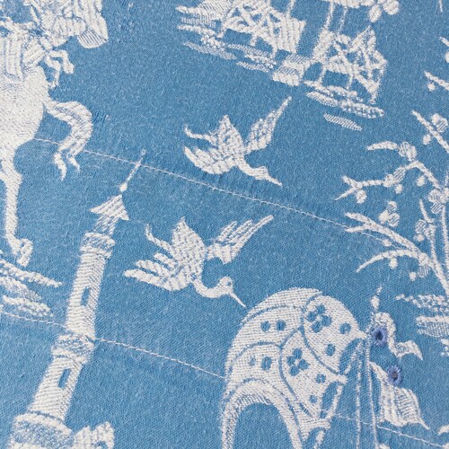 VERY RARE Antique Fabric | Celestine Blue Ticking | Japanese Motif | 1920-1930 | shops Antique Pillows | Mattress Ticking