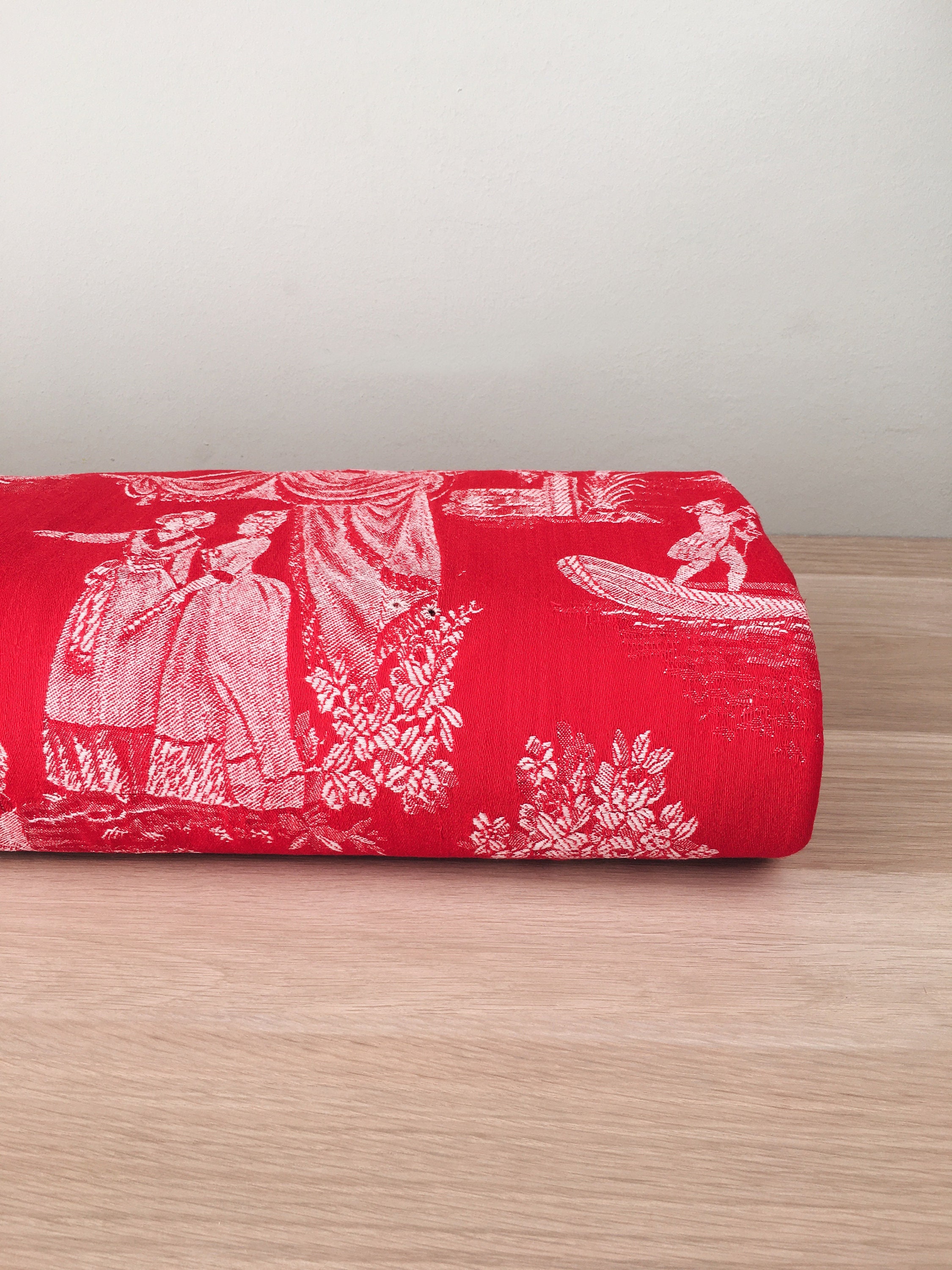 59インチ×66インチ 美しい1930年代アンティークティッキング フレンチ