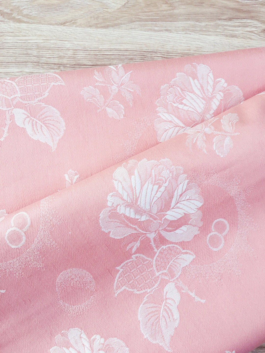 ROSE Pink Rare Floral Antique Ticking Fabric 1950s European - Etsy