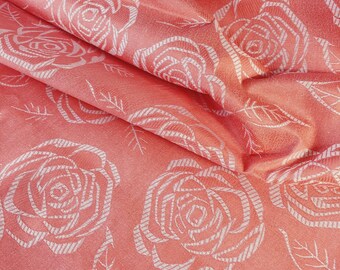 Tela de tictac antigua, años 40, algodón fino, rosa, diseño floral, sin usar, 2,73 yardas - Ticking Depot - Da-Rosa-005