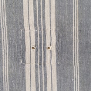 46&quot;x62&quot; französischer Vintage Inlett Stoff Grau Gestreift Weicher Baumwolltwill 1940er Jahre Antik Material - Inlett - Rec-Ra-Beige-029