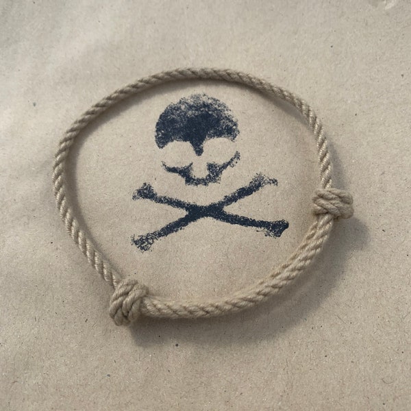 Bracelet ou chaîne de cheville en corde de couleur naturelle de style chanvre rustique 3 mm / Fait main par des bracelets de pirates