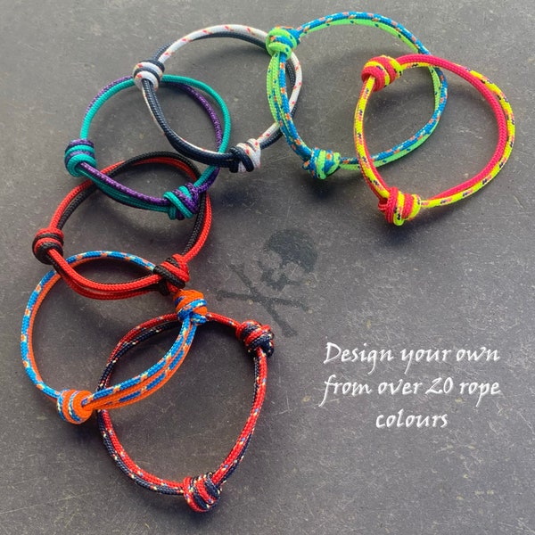 Rope Bracelet / Design your own / Over 20 Colours / Adjustable & Waterproof / Adventure lovers -  Buy 2 or more for discounts