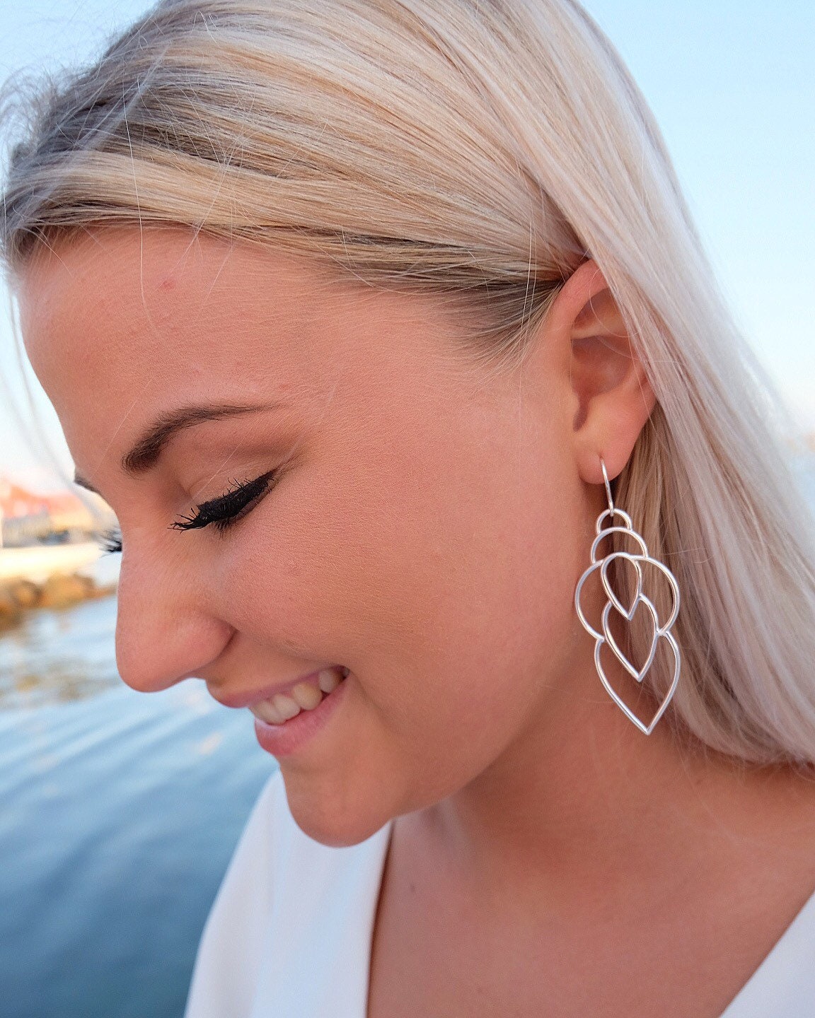 The Selma Lovisa Long Statement Earrings Gold Long Hoop -  Norway