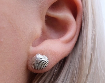 HEART SHELL MINI Sterling Silver Earrings – Handmade by Lovisa | Gift for Her, Romantic Jewelry for Wedding, Birthday, Anniversary