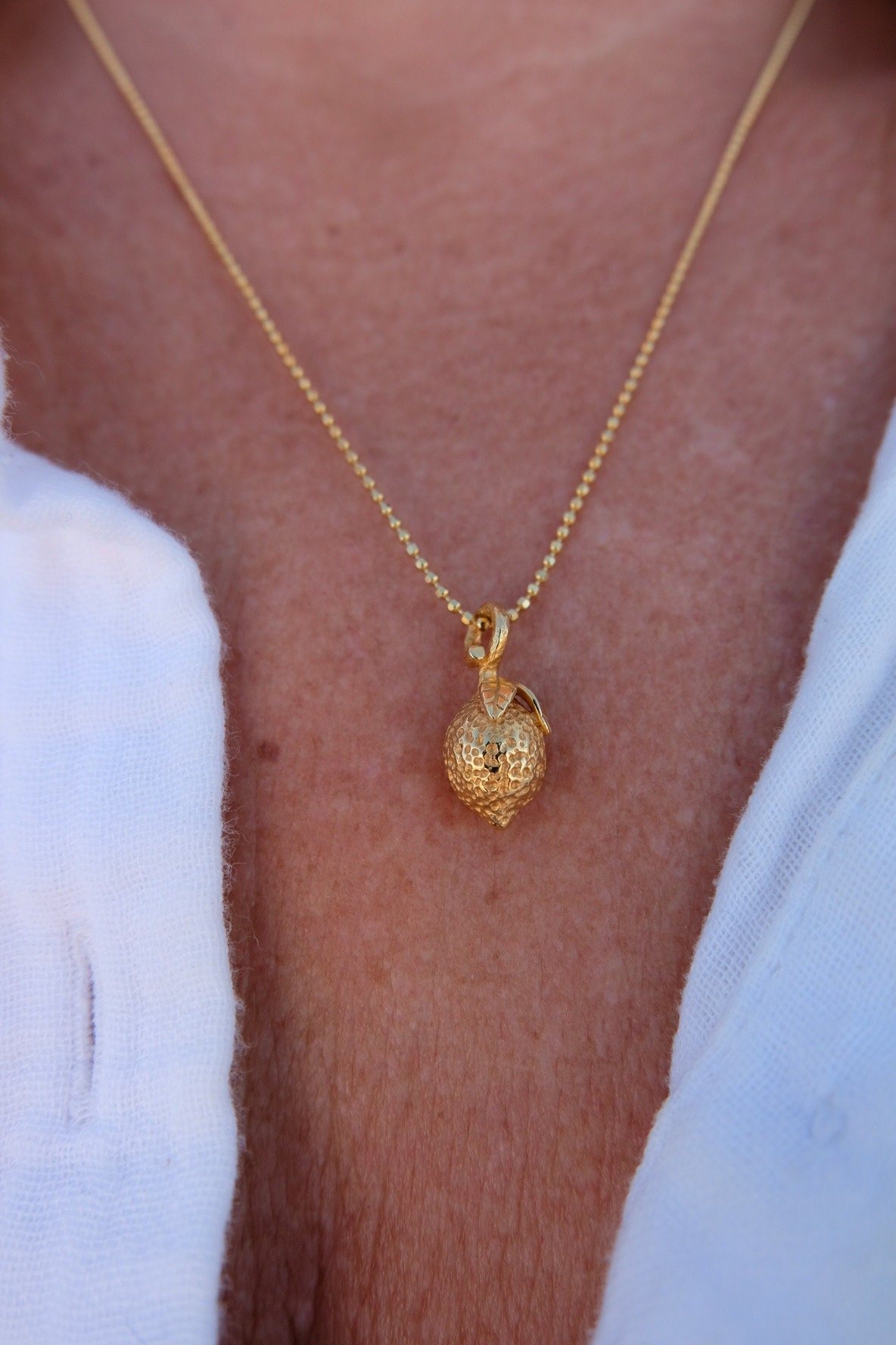LEMON Gold Vermeil Necklace – Handmade by Lovisa | Unique Pendant Gift for Her, Wedding, Birthday, Anniversary Jewelry