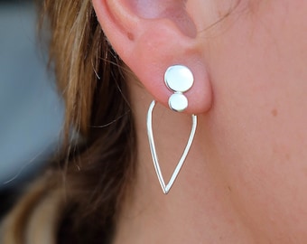 EMILIA Twin Circle Sterling Silver Earrings – Handmade by Lovisa | Unique Gift for Her, Wedding, Birthday, Anniversary