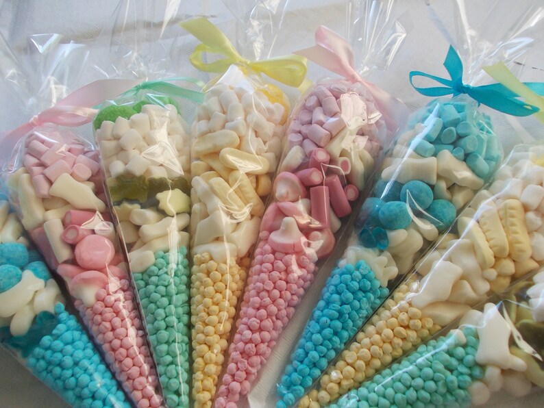 Pre filled Personalised Baby Shower GENDER REVEAL sweet cones