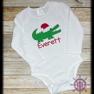 Santa Gator Applique Shirt, Santa Alligator Applique Shirt