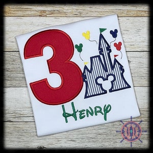 Boy's Disney Castle Birthday Shirt, Disney Castle and Balloons Birthday Shirt, Birthday Boy Shirt