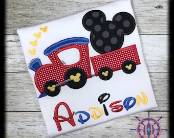 Mister Mouse Train Applique Shirt, Train Applique Shirt, Choo Choo Applique Shirt, Boy's Mouse Applique Shirt