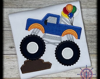 Monster Truck Birthday Applique Shirt, Monster Truck and Balloons Birthday Shirt, Monster Truck Birthday Shirt, Truck Birthday Shirt