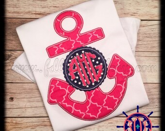 Girl's Anchor with Monogram Shirt, Anchor Applique Shirt