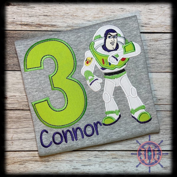 Space Ranger Birthday Shirt, Buzz Lightyear Birthday Shirt, Space Ranger Applique Shirt