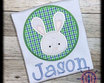 Boy's Bunny Applique Shirt, Boy's Easter Bunny Applique , Rabbit Shirt