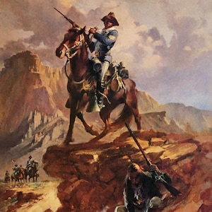 Buffalo Soldier, 9th & 10th Cavalry Monument Official Print, Limited Edition lithograph on paper by Lee Brubaker titled &quot;Scouts Out&quot;