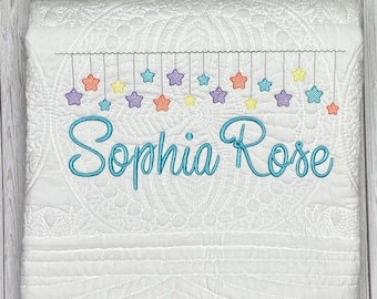 Personalized Baby Heirloom Quilt, Stars  Nursery Decor, Baby Shower Gift, Star Baby Blanket
