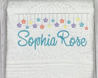 Personalized Baby Heirloom Quilt, Stars  Nursery Decor, Baby Shower Gift, Star Baby Blanket