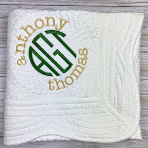 Personalized Monogrammed Baby Boy Heirloom Quilt, Monogrammed Quilt Blanket, Nursery Decor, Baby Keepsake, Baby Shower Gift, First Picture
