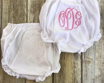 Monogrammed Baby Diaper Cover, Baby Girl Personalized Bloomers