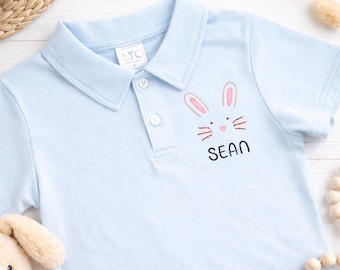 Easter Polo Shirt for Boys, Easter Bunny Polo, Toddler Easter Outfit, Personalized Shirt, Monogrammed Boys Polo
