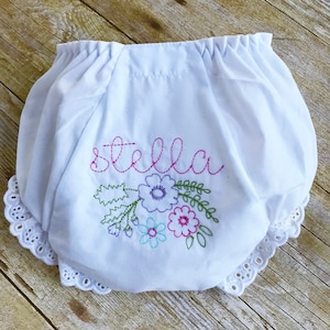 Personalized Baby Bloomer: Embroidered Floral Diaper Cover