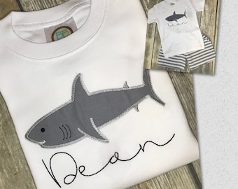Personalized Boys Shark T-Shirt & Shorts Set: Summer Outfit