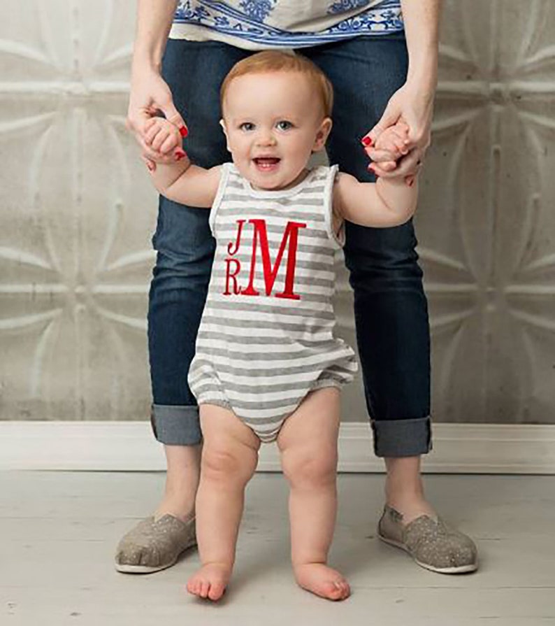 Monogrammed Baby Romper Baby Bubble Baby Boy Romper Baby Etsy
