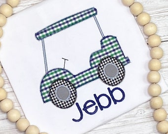 Personalized Golf Cart Applique Shirt - Toddler Golfing Tee