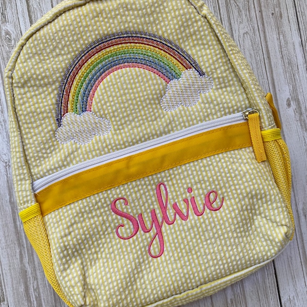 Personalized Toddler Rainbow Backpack, Diaper Bag, Preschool Bag, Baby Bag