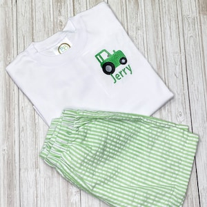 Boys Tractor Tshirt / Toddler Tractor Shirt / Tractor Shirt and Shorts Set / Personalized Tshirt / Gift for Boy / Boys Summer Outfit