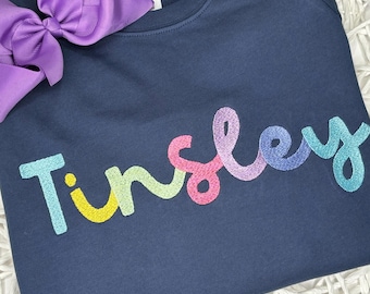 Girls Personalized Sweatshirt, Kids Custom Pullover, Toddler Embroidered Name, Monogrammed Winter Top