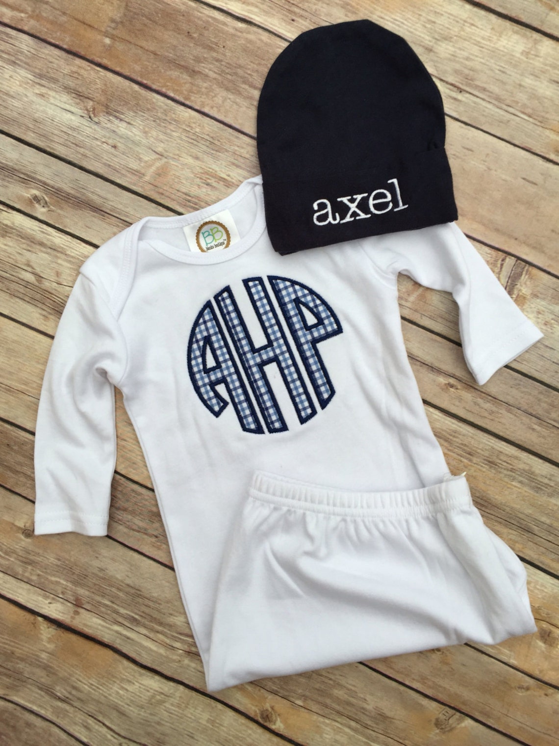 Baby Boy Monogrammed Infant Gown Newborn Boy Personalized Etsy