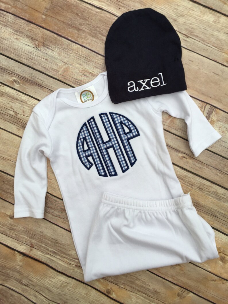 Baby Boy Monogrammed Infant Gown Newborn Boy Personalized Etsy