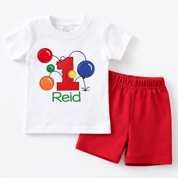 Embroidered Bouncy Ball Birthday Shirt, Personalized Party Tee