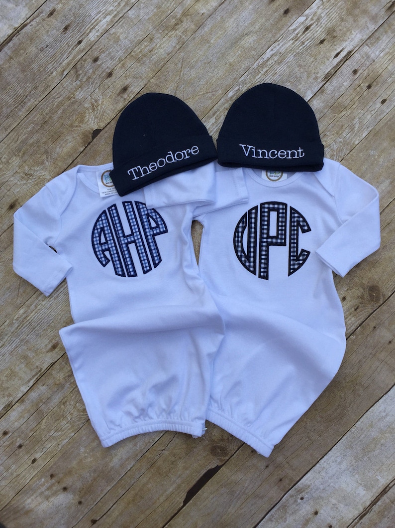 Baby Boy Monogrammed Infant Gown Newborn Boy Personalized Etsy