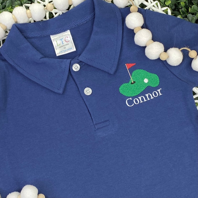 Personalized Boys Golf Polo: Custom Collar Shirt, Birthday Gift image 2