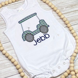 Baby Golf Bubble / Personalized Golf Cart Bubble Romper / Baby Bubble / Toddler Gold Romper / Gift for baby / Toddler Gift /Newborn Gift