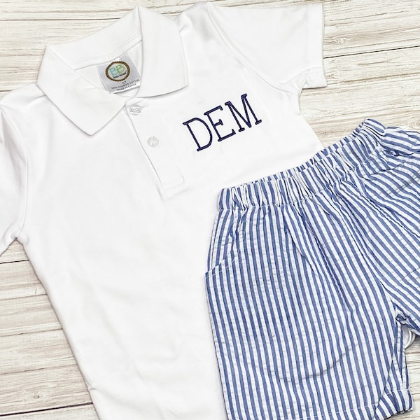 Boys Monogrammed Polo and Shorts Set / Toddler Monogrammed Polo / Boys Shorts Outfit / Personalized Shirt / Toddler Monogrammed Outfit