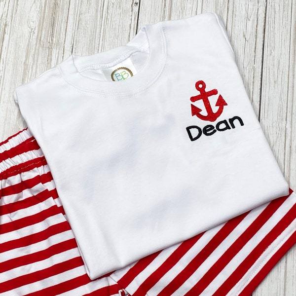 Boys Anchor Tshirt and Shorts / Personalized Anchor Tshirt / Boys Summer Shorts Set / Toddler Anchor Shirt and Shorts / Gift for Boy